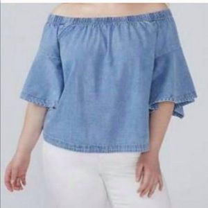 Denim Off The Shoulder Shirt